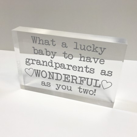6x4 Acrylic Block Glass Token - Wonderful Grandparents